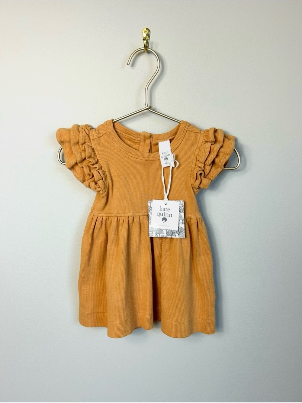 kate quinn Girls' Ruffle Sleeve Dress in Mustard Yellow